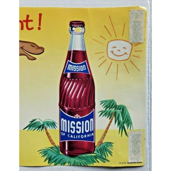 Mission Royal Punch Soda Pop Fountain Window Sign with Camel Old Store Stock - Picture 2 of 3